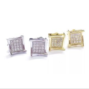 S. Silver ICED OUT MICRO PAVE SQUARE STUD EARRIGNS